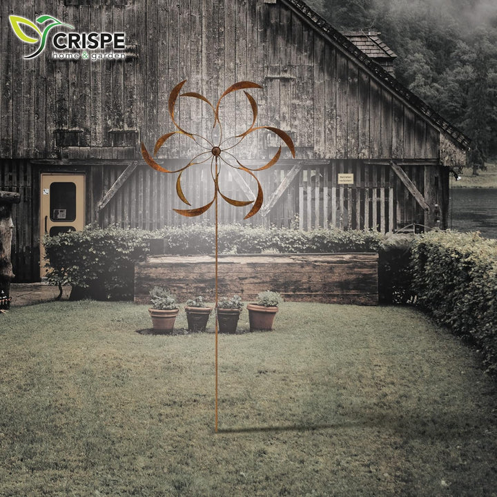 Grosses Metall Windrad 'Blume XXL' - massives Windspiel Windmühle für den Garten - wetterfest und st