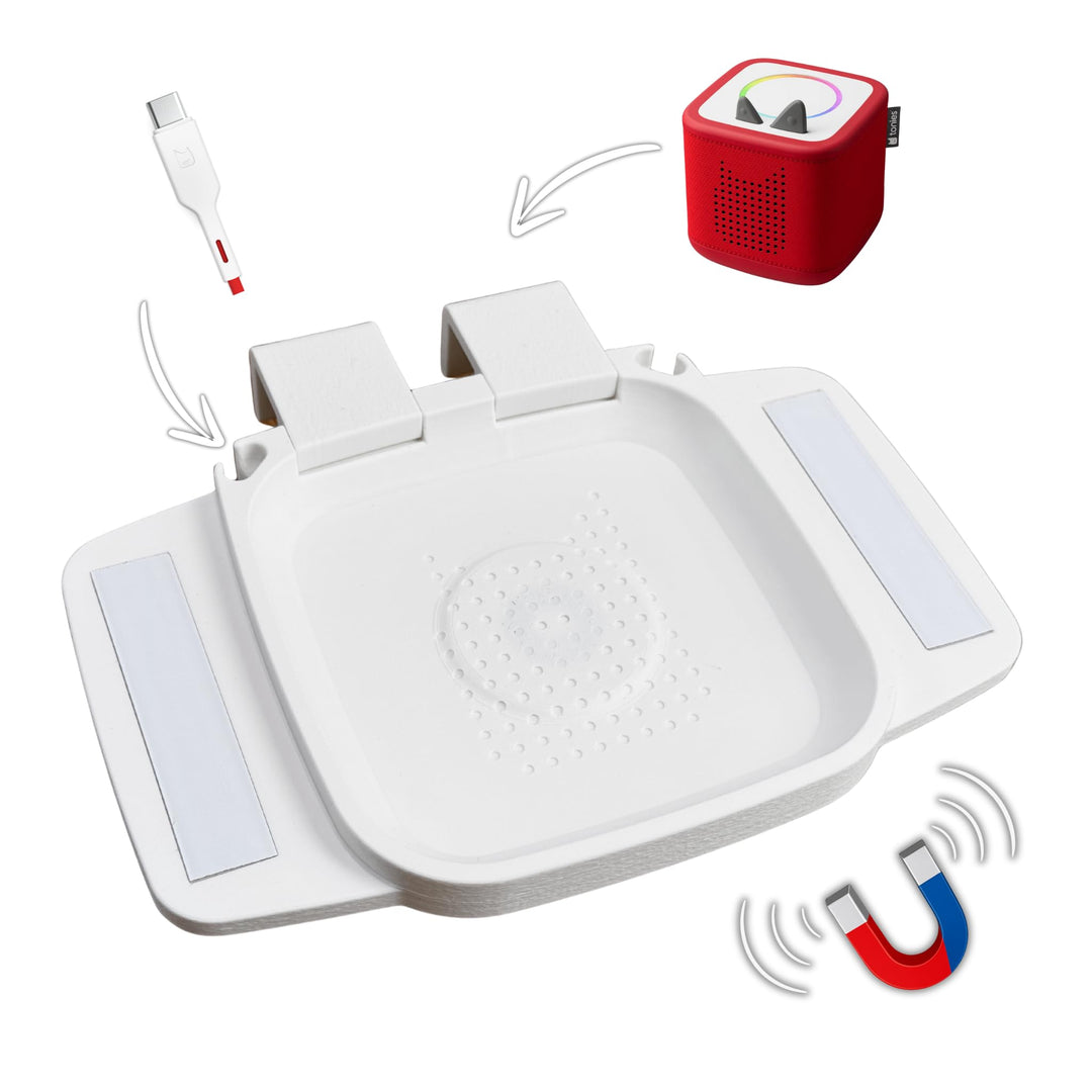 Toniebox 2.0 Betthalterung – Halter für Kinderbett | Modular mit Ablage für Tonies | Passt für alle