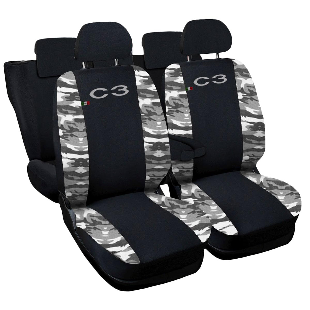 Lupex Shop Citroen C3 zweifarbige Sitzbezüge - schwarz hell Tarnfarbe