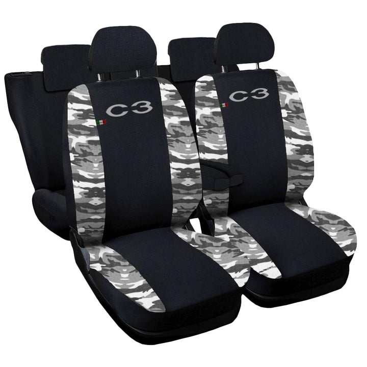 Lupex Shop Citroen C3 zweifarbige Sitzbezüge - schwarz hell Tarnfarbe