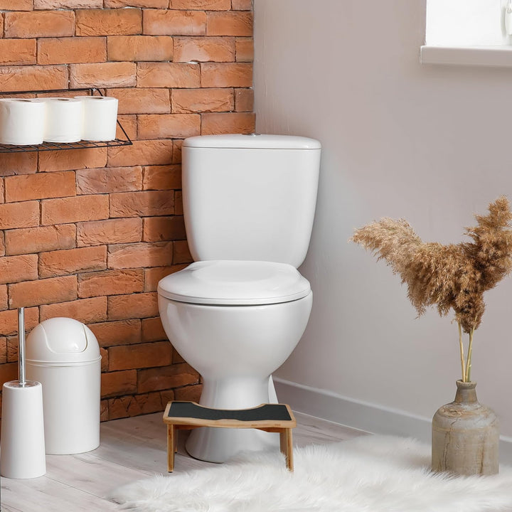 Relaxdays Toilettenhocker, Stuhlgang Unterstützung, Klohocker Erwachsene, Bambus, HBT 18,5 x 44,5 x