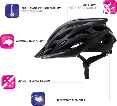 meteor® Marven Fahrradhelm Herren Damen Kinder-Helm MTB rollerhelm mädchen kinderfahrradhelm für Dow