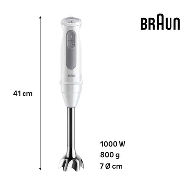 Braun Stabmixer MultiQuick 5 MQ 50236 M, 1000W, 21 Geschwindigkeitsstufen+Turbo, Edelstahl Pürierfus