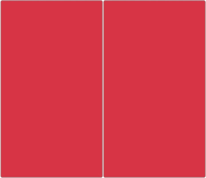 banjado® Herdabdeckplatte Glas 2-teilig je 30x52 cm/Schneidebrett Herdabdeckung mit Motiv Feuerrot/H