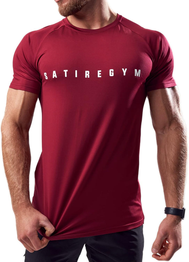 Satire Gym - Sport Shirt Männer atmungsaktiv - enganliegendes & schnelltrocknendes Fitness Tshirt He
