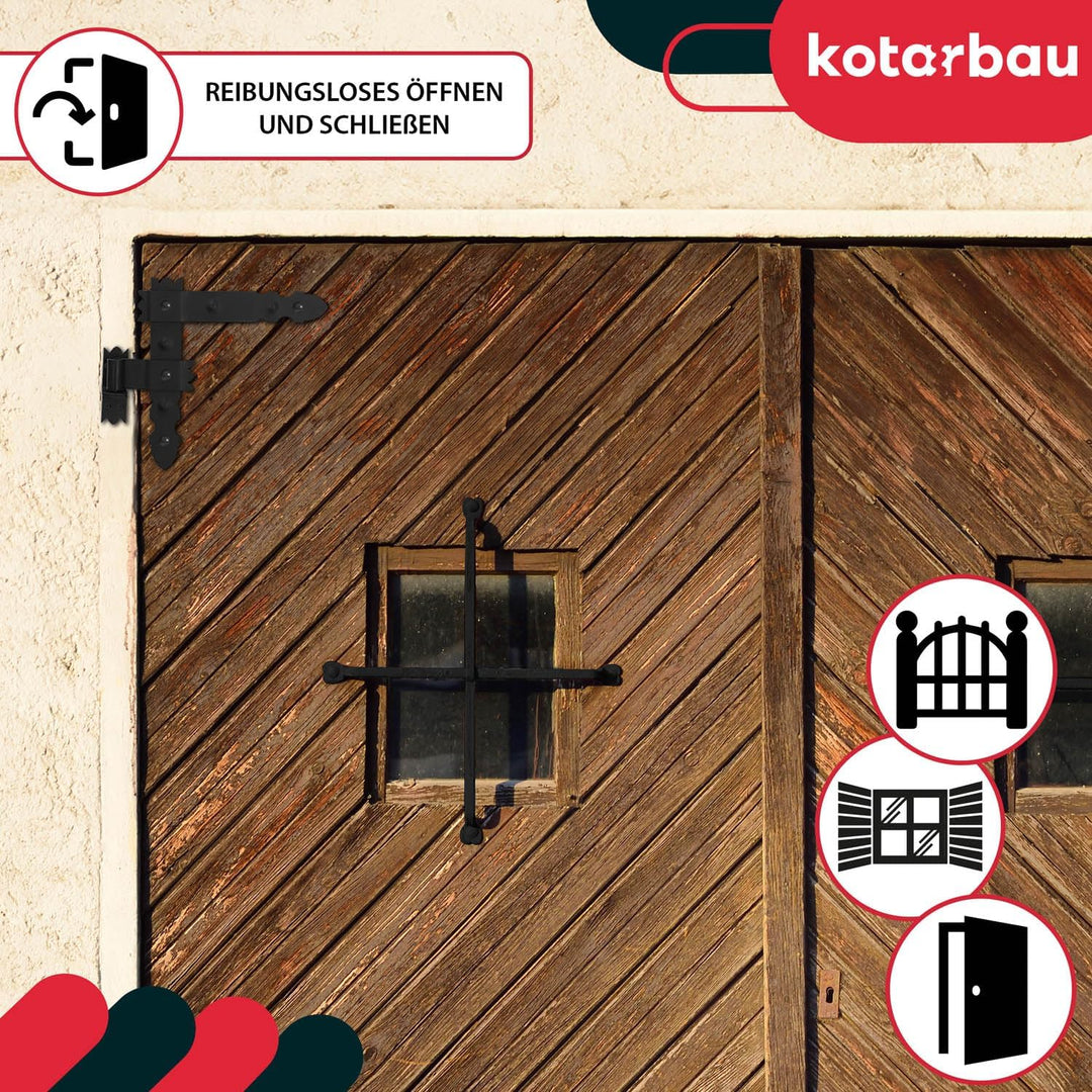 KOTARBAU® Winkelband 300 x 300 mm mit Kloben 2 Paar 4 tlg. Fensterladenband Winkelscharnier Türband