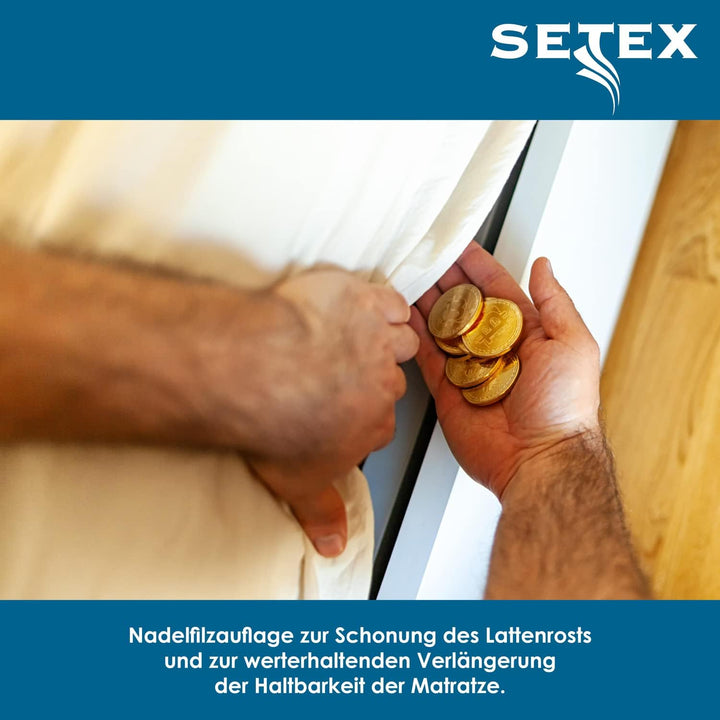 SETEX Matratzenunterlage, Polyester, Matratzenschoner zum Auflegen auf Lattenroste, 140 x 200 cm, We
