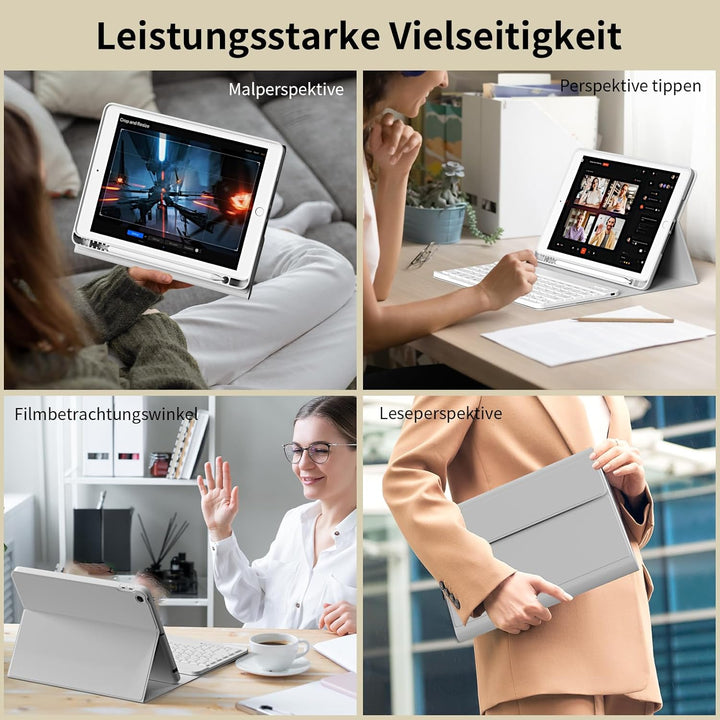 Tastatur Hülle für iPad 10,2 Zoll 9. 8. 7. Generation 2021 2020 2019, Abnehmbarer Bluetooth QWERTZ K