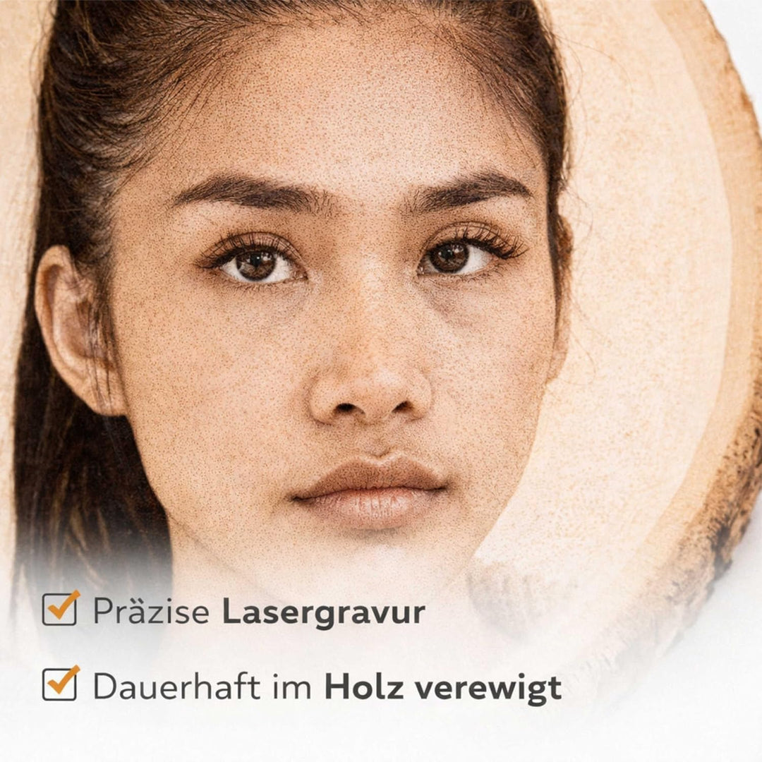 Baumscheibe mit Gravur personalisiert ab 13 cm - Holzscheibe mit Foto & Text - Fotogeschenke für Hoc