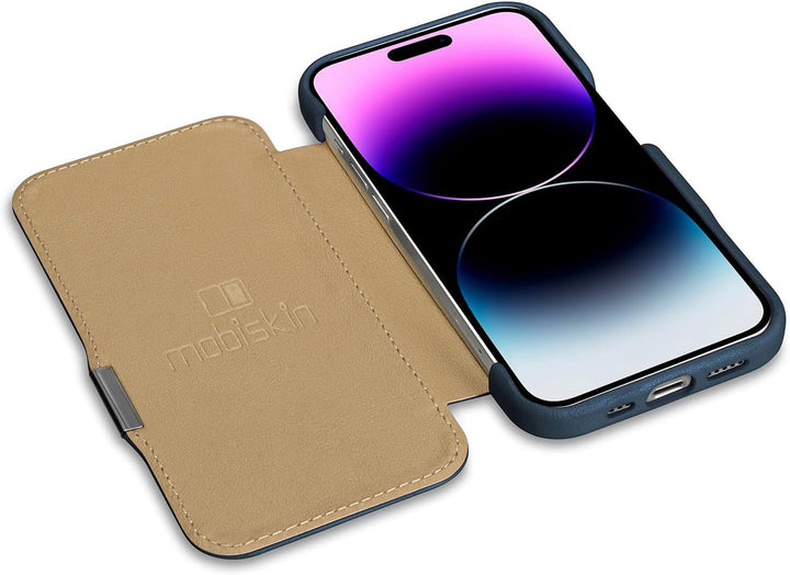 Mobiskin Hülle für iPhone 15 (6,1 Zoll), Handyhülle mit Leder, Case kompatibel mit MagSafe, Schutzhü