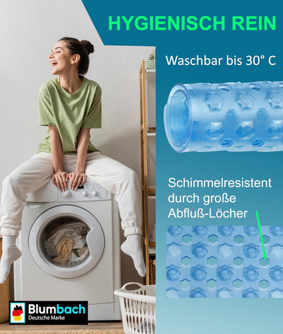 Blumbach® Duschmatte rutschfest 53x53cm - 100% BPA-frei - Inkl. 2 Haken zum Aufhängen - griffige Ant