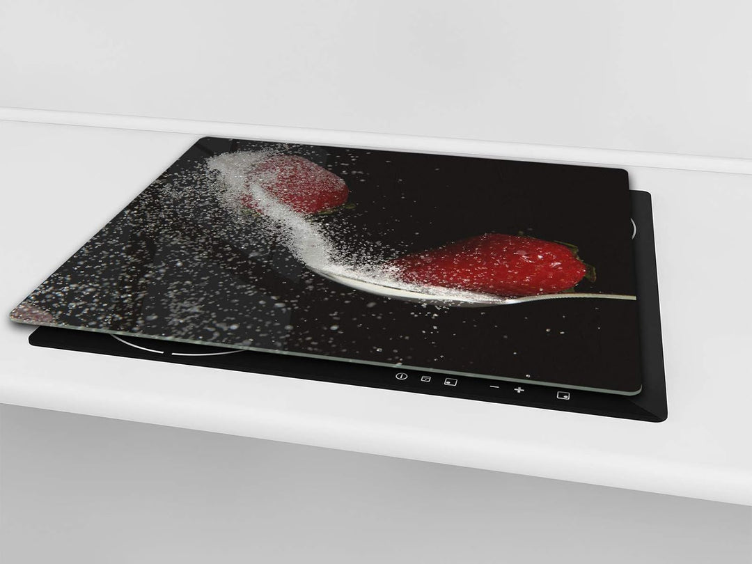Küchenbrett aus Hartglas und Induktionskochplattenabdeckung – Schneideplatten SINGLE mit 60 x 52 cm