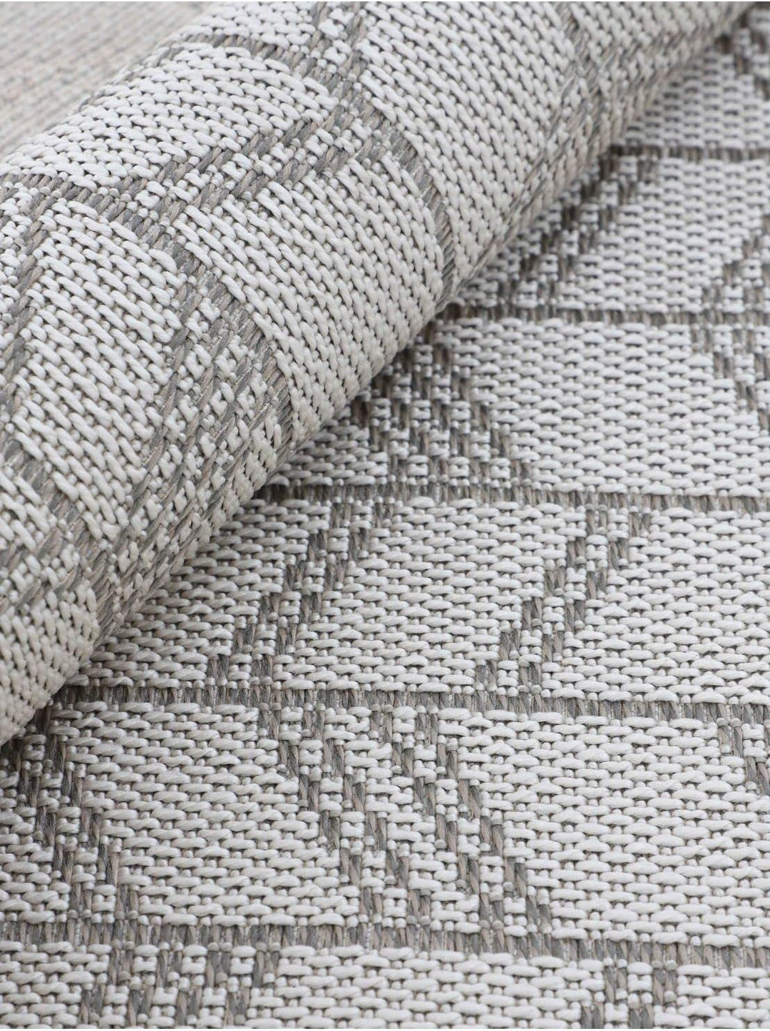 carpetfine In- und Outdoor Teppich Boho Rund Beige Flachgewebeteppich Ø 120 cm | Moderner Teppich We