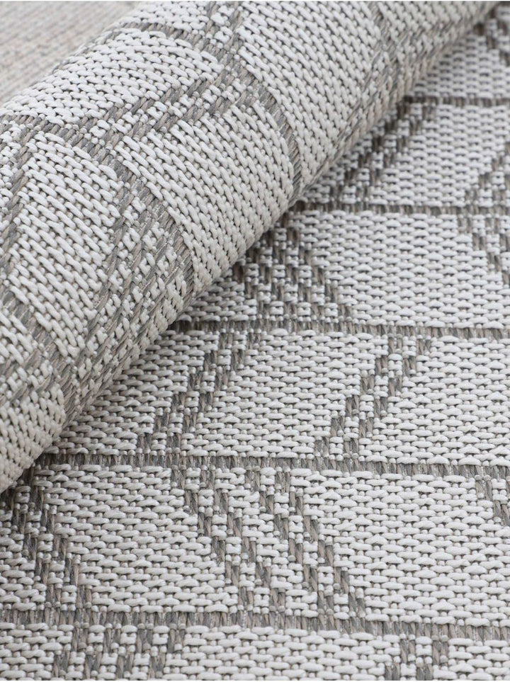 carpetfine In- und Outdoor Teppich Boho Rund Beige Flachgewebeteppich Ø 120 cm | Moderner Teppich We