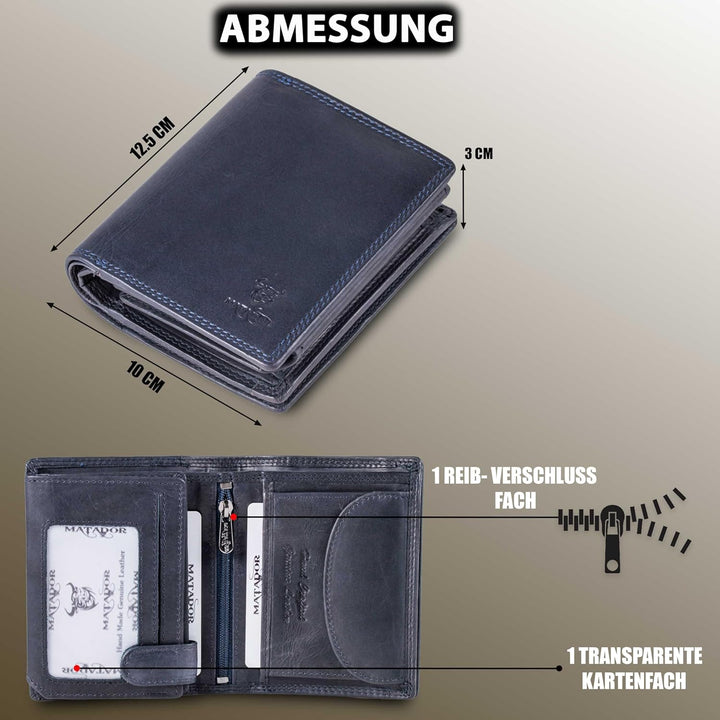 MATADOR Geldtasche Herren Leder #Toronto mit edler Geschenk Box, Elegante RFID Geldbörse, Luxus Port