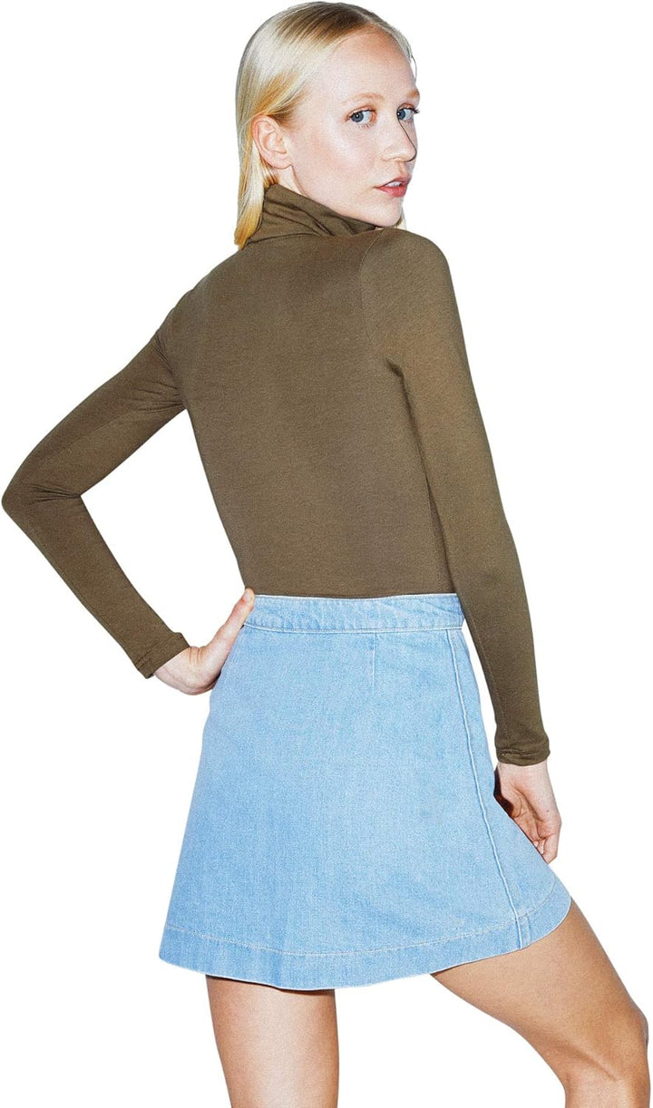American Apparel Damen Denim Button Front A-line Mini Skirt Rock M Light Wash, M Light Wash