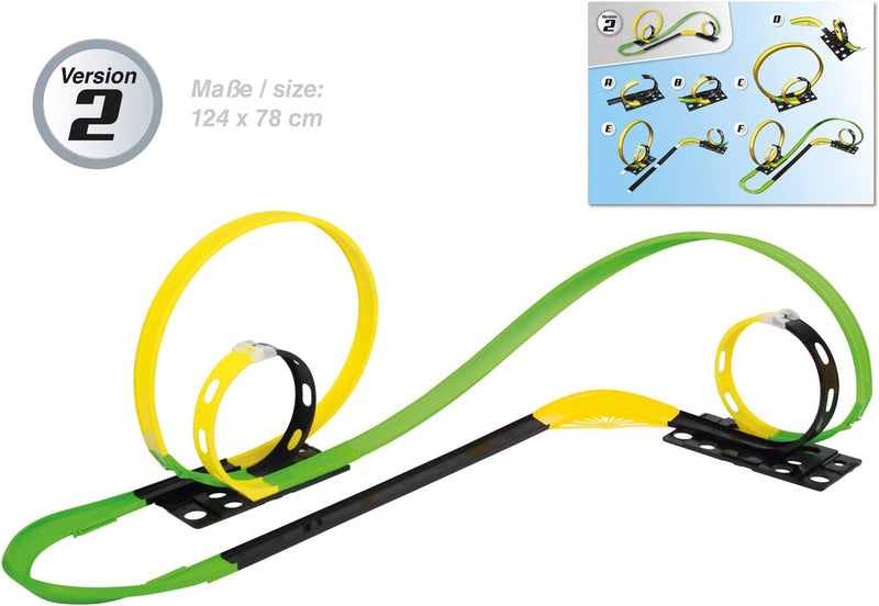 Darda 50255 Rennbahn Set Mission 4 Loops, Autorennbahn Autos, Rennstrecke ca. 6,90 Meter, Bahn mit 4