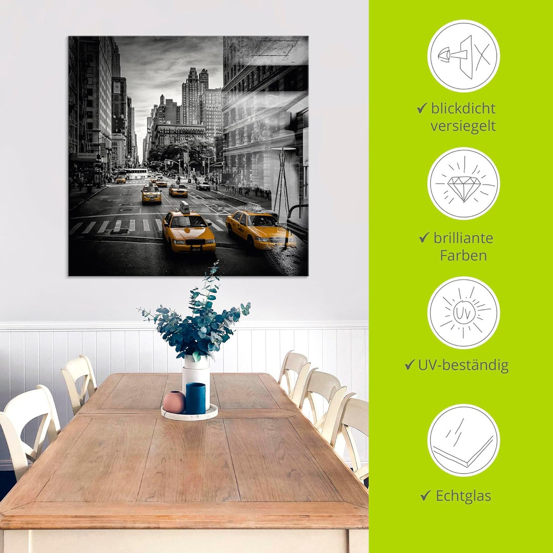 ARTland Glasbilder Wandbild Glas Bild einteilig 40x40 cm Quadratisch Amerika New York City Manhattan