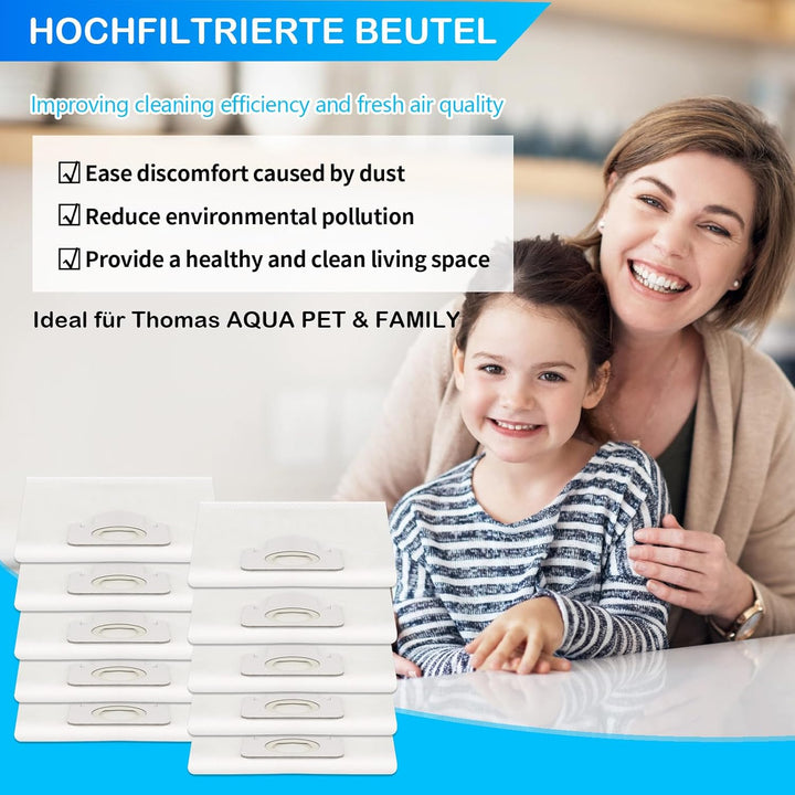 15 Staubsaugerbeutel für Thomas AQUA PET & FAMILY, Type 788/M 788563 Staubsaugerbeutel Thomas Pet un