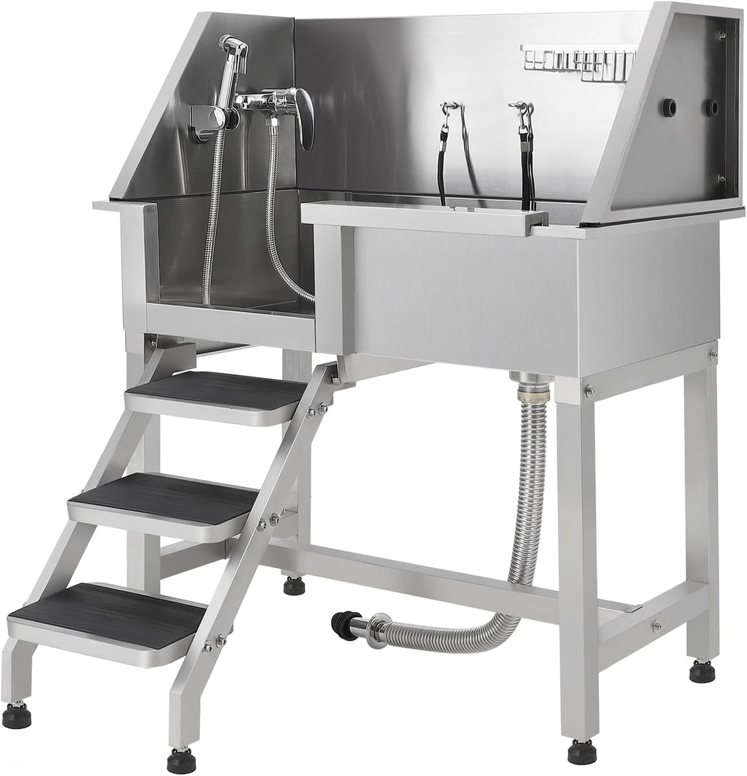 GarveeTech Hochwertige Hundebadewanne aus Edelstahl – Professionelle Waschstation mit Rampe, rutschf