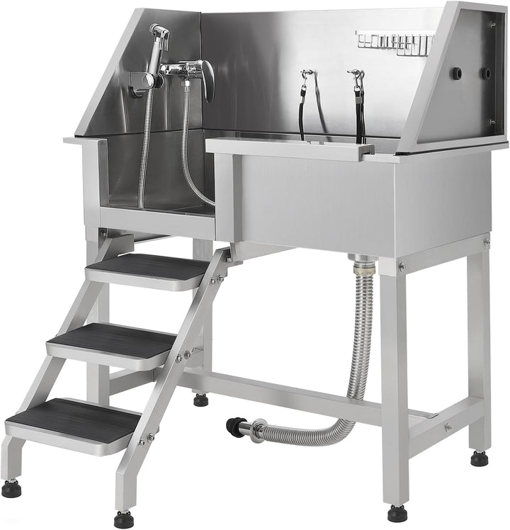 GarveeTech Hochwertige Hundebadewanne aus Edelstahl – Professionelle Waschstation mit Rampe, rutschf