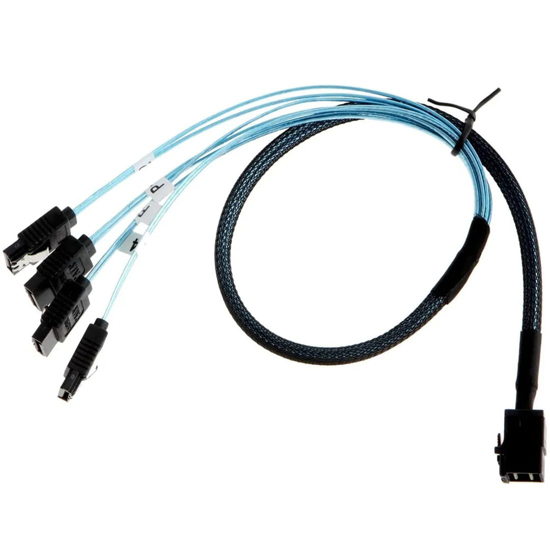 Bolwins P56S Mini SAS SFF-8643 auf 4x SATA 7pin Splitter Kabel – 1m Internes Datenkabel für Festplat