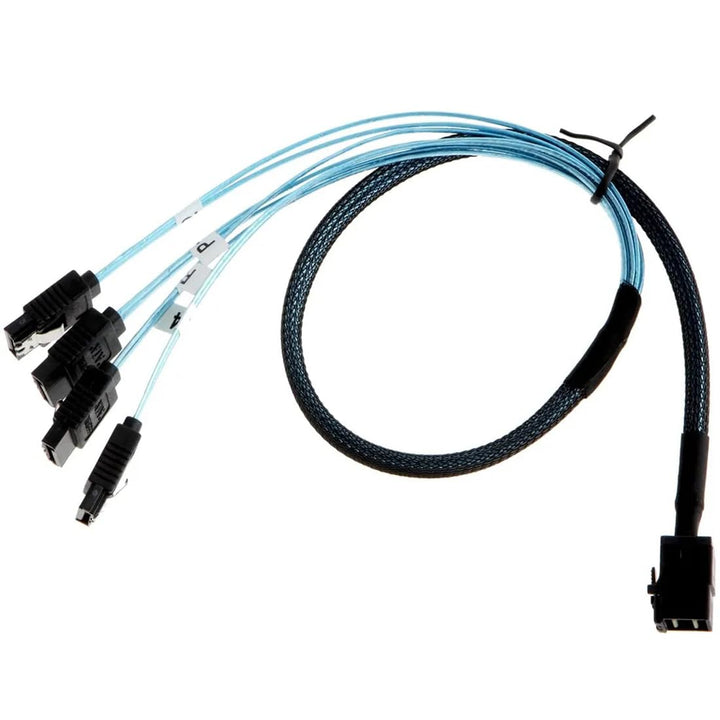 Bolwins P56S Mini SAS SFF-8643 auf 4x SATA 7pin Splitter Kabel – 1m Internes Datenkabel für Festplat