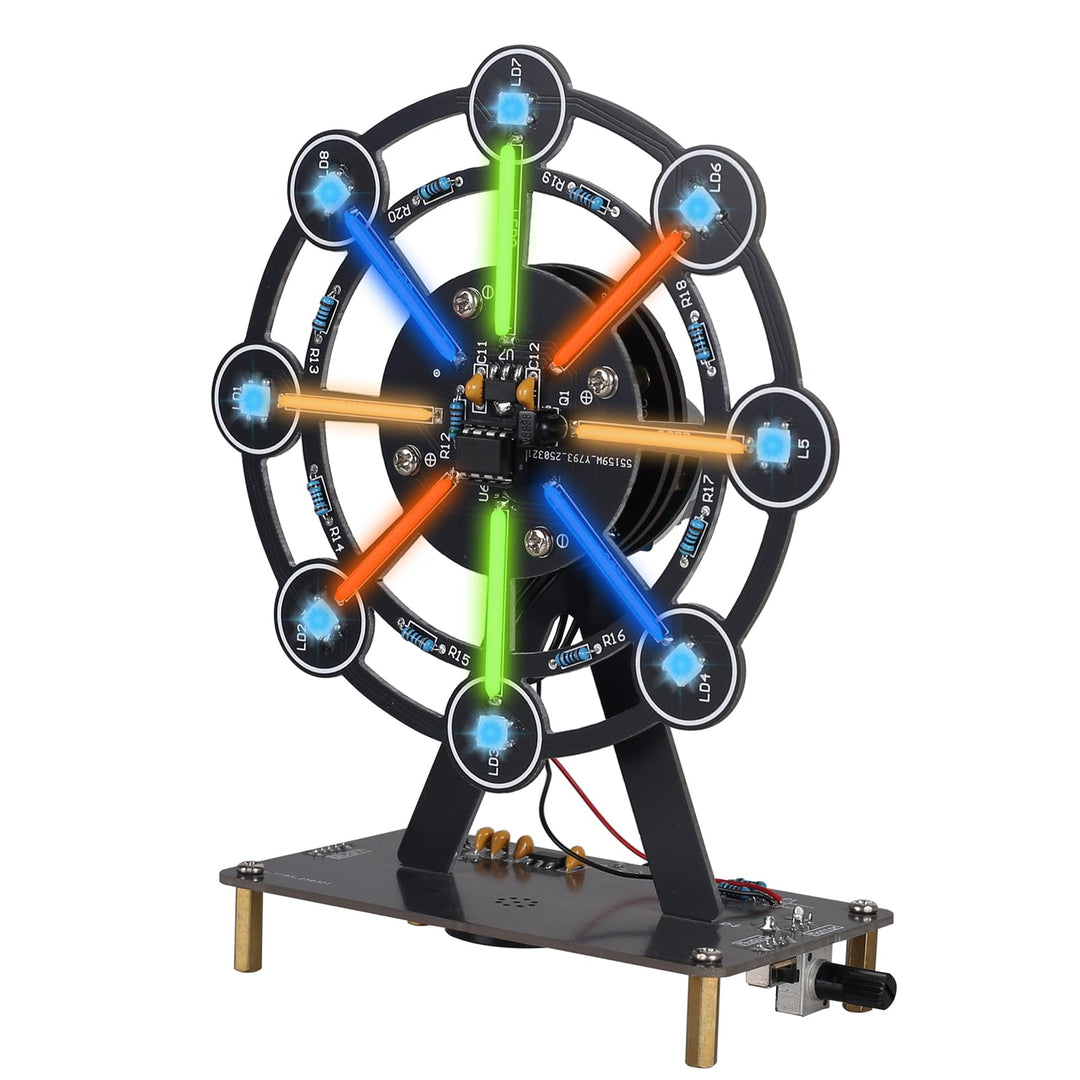 DIY Riesenrad Löt Bausatz mit Bunte LED Leuchten, Rotierendes Riesenrad mit Musik, Lötprojekt Licht