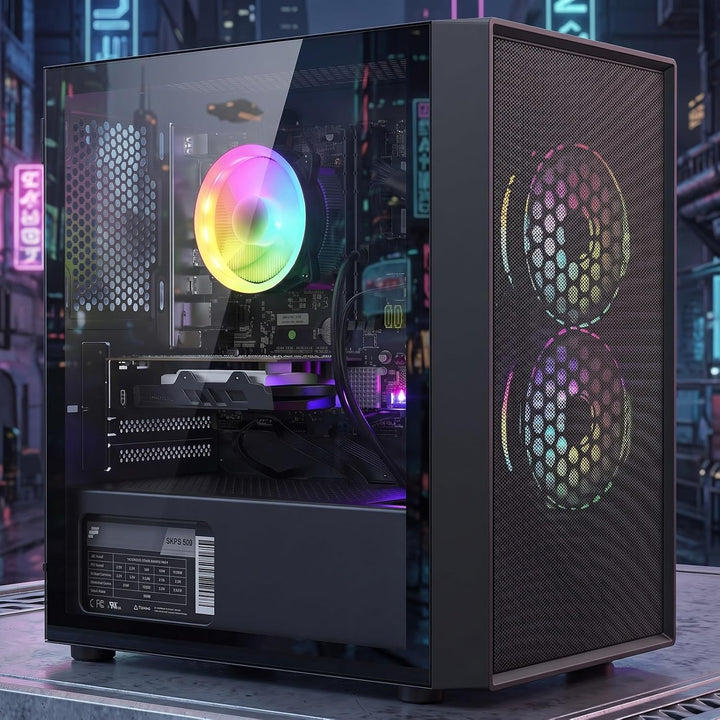 STGsivir- Gaming PC-RX 550 4G GDDR5, Core i5 3.3-3.7GHz-16G RAM, 512G SSD, 600 M WLAN, BT 5.0, RGB L