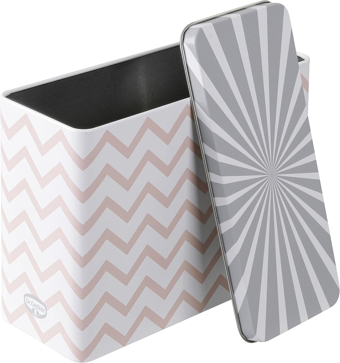 Dr. Oetker 4611 Retro Aufbewahrungsdose, Weissblech, Bunt, 18, 2 x 13, 8 x 7, 5 cm