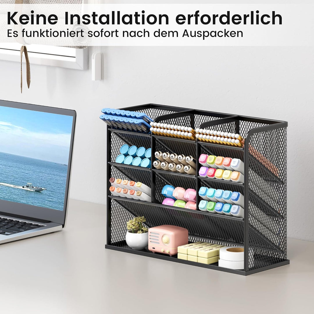 VITVITI Schreibtisch Organizer, 9 Fächer Stiftehalter, Netz Stifte Regal aus Metall, Stiftehalter Sc