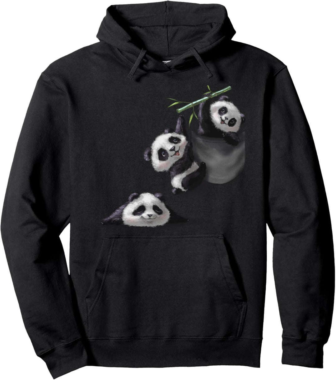 Panda-Jungen spielen in der Tasche Pullover Hoodie