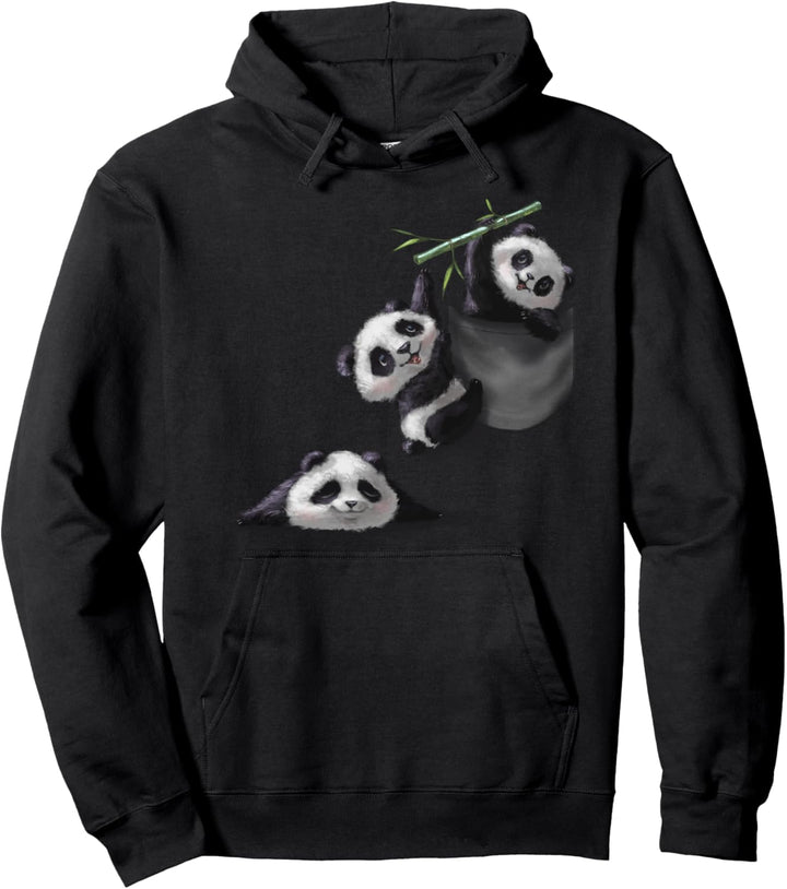 Panda-Jungen spielen in der Tasche Pullover Hoodie