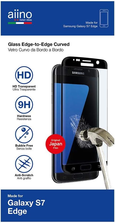 aiino - Gewölbte Glasfolie von Kante zu Kante für Samsung Galaxy S7 Edge, Widerstand 9H, Gewölbtes g