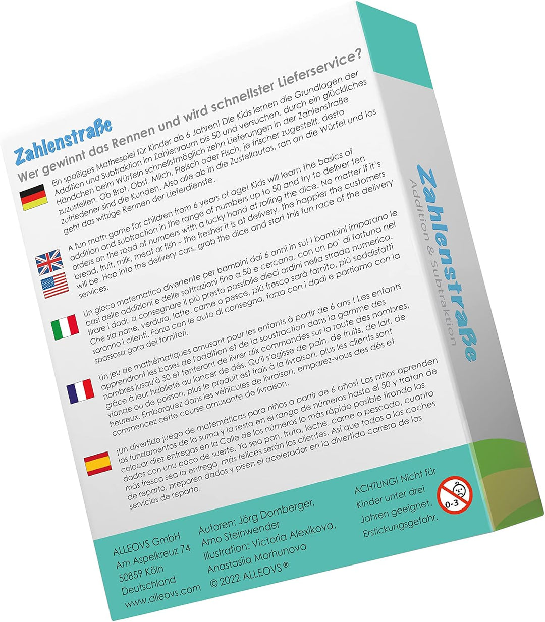 ALLEOVS® Zahlenspiel „Zahlenstrasse“ Mathe Lernspiel zur Addition &amp; Subtraktion für Kinder ab 6 Jahr