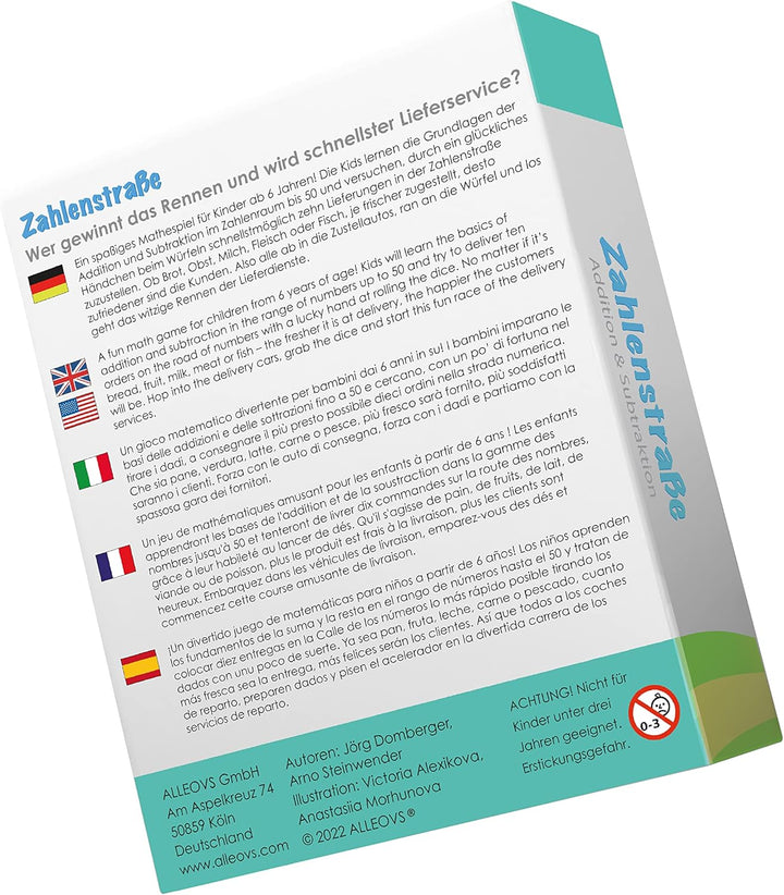 ALLEOVS® Zahlenspiel „Zahlenstrasse“ Mathe Lernspiel zur Addition &amp; Subtraktion für Kinder ab 6 Jahr