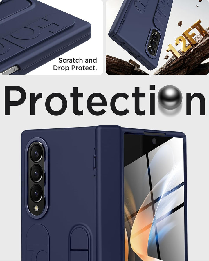 Miimall Kompatibel mit Samsung Galaxy Z Fold 4 Hülle mit Handschlaufe, [Abnehmbare Ständer] [Display