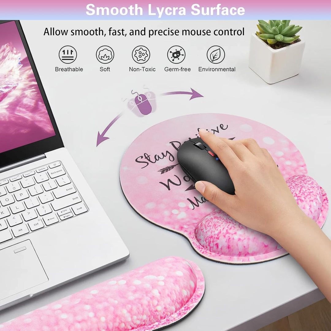 3-in-1 Mousepad Set,Acezeek Handballenauflage Tastatur,Mauspad mit Gelkissen,Cup Pad,Ergonomisches M