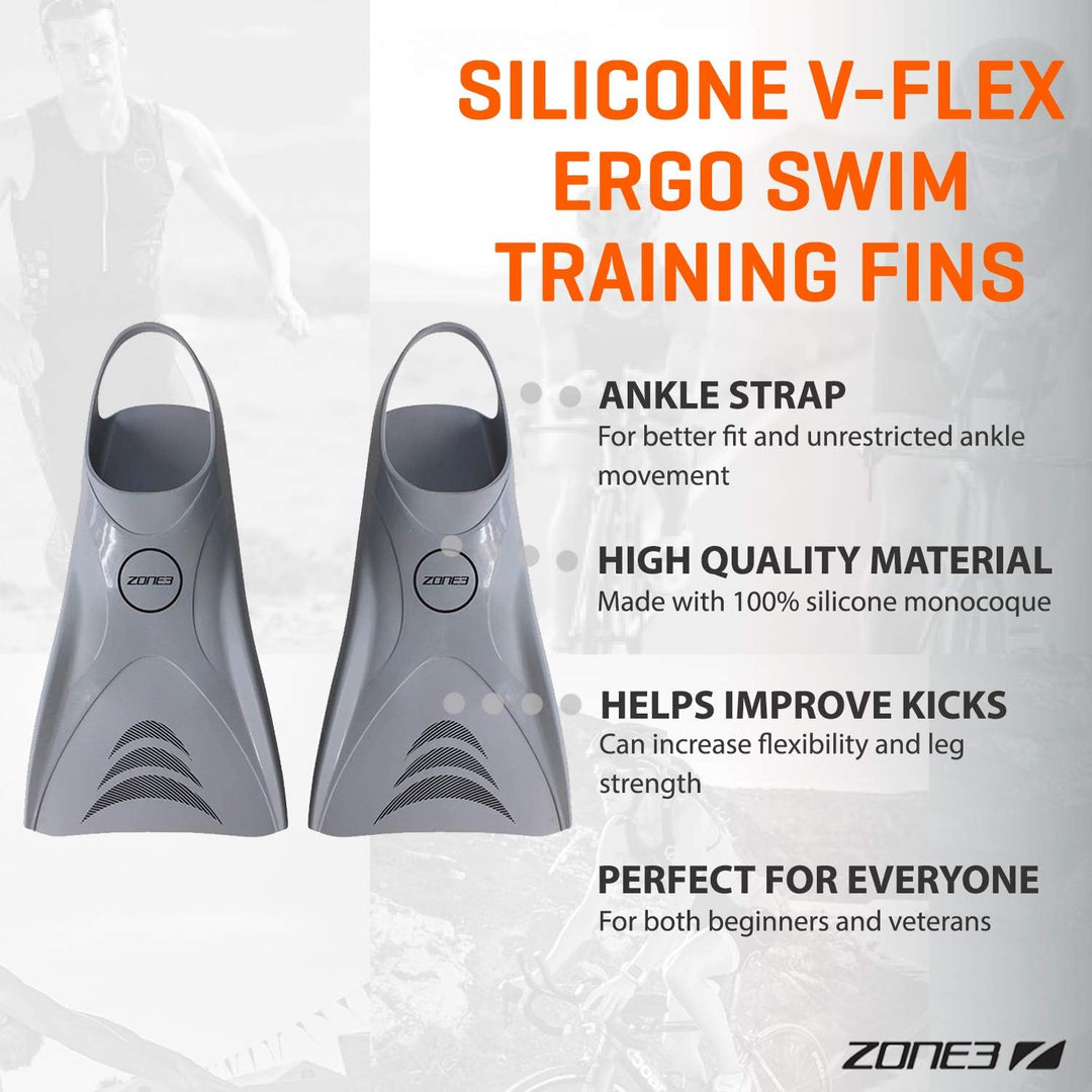 ZONE3 V-Flex Ergo Flossen X-Small (3.5-5 UK) silber, X-Small (3.5-5 UK) silber