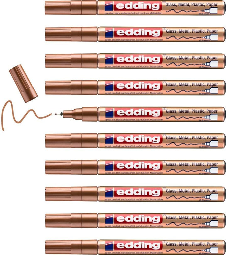 edding 780 Glanzlackmarker - kupfer - 10 Lackmarker - extra-feine Rundspitze 0,8 mm - Lackstift für