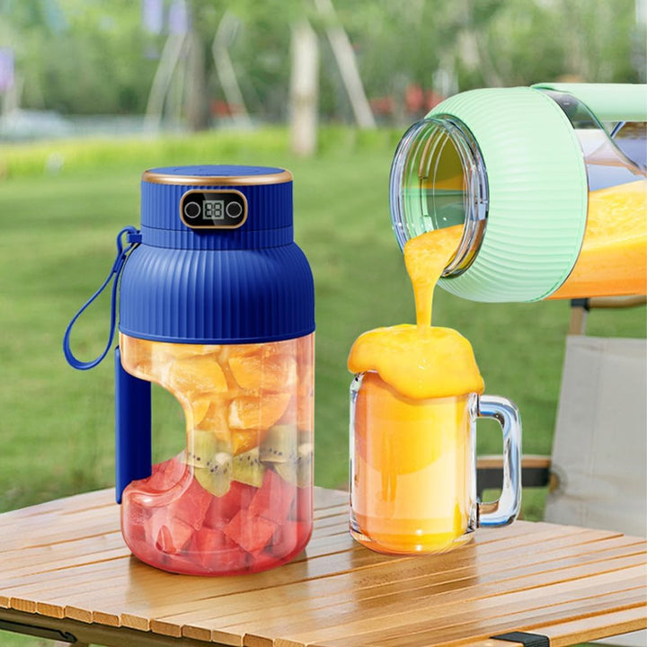 Tragbarer Entsafterbecher, 1200 ml Smoothie-Mixer mit Digitalanzeige, USB wiederaufladbar Multifunkt