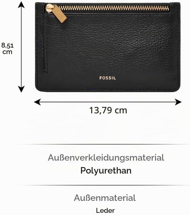Fossil Damen Logan Card Case 13.7922 cm x 0.381 cm x 8.509 cm Schwarz, 13.7922 cm x 0.381 cm x 8.509