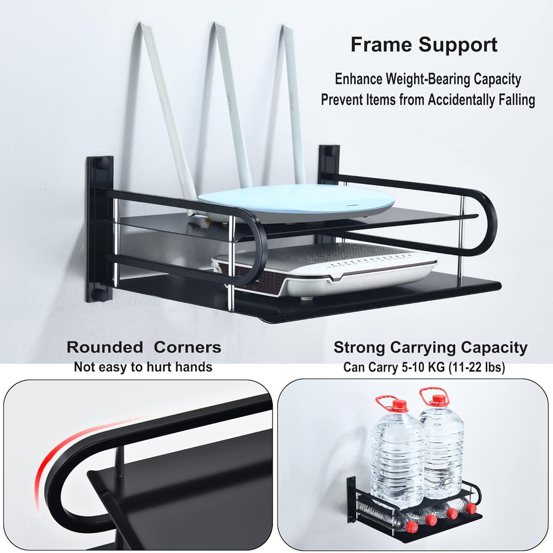 HNVNER Projektor Wand Regal, Router Ablage, Kabelboxen Halterung Multimedia Wandständer für AV-Recei