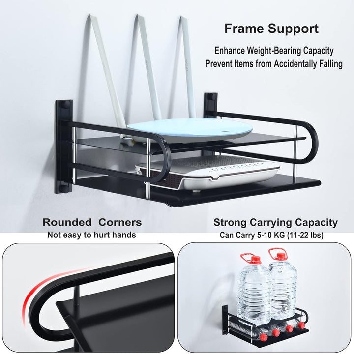 HNVNER Projektor Wand Regal, Router Ablage, Kabelboxen Halterung Multimedia Wandständer für AV-Recei