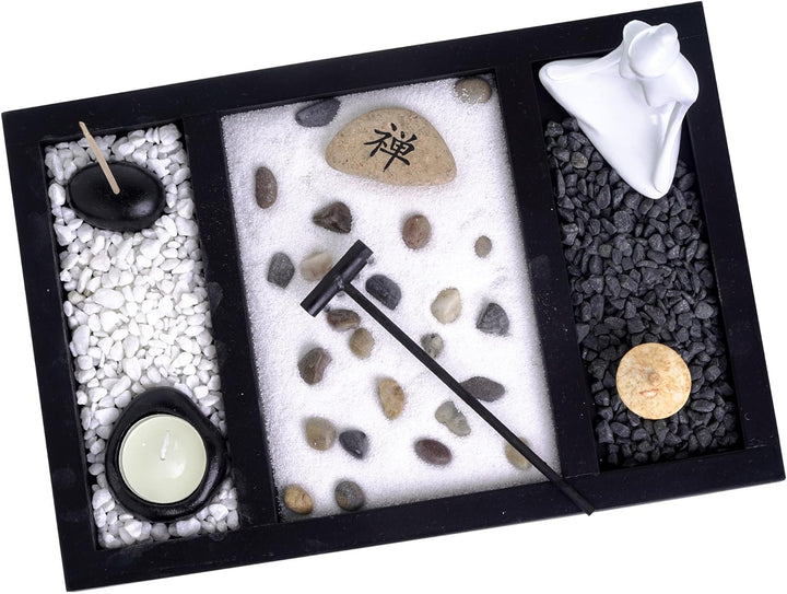 London Boutique Zen Garden Buddha Kerzenhalter Räucherstäbchenhalter Meditation Geschenkset Yin Yang