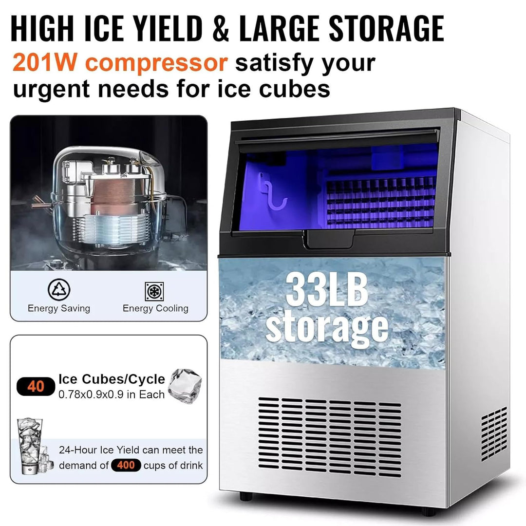 Kommerzielle Eismaschine Eiswürfelmaschine 60 kg/24 Std, Kommerzielle Eiswürfelmaschine Freistehende