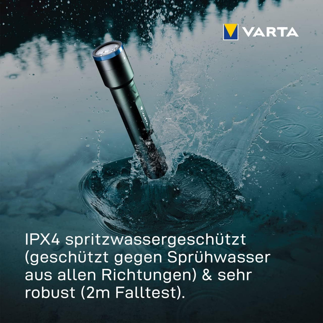 VARTA Taschenlampe LED aufladbar, Night Cutter F20R Leuchte, Lampe mit vier Leuchtmodi, inkl. Micro-