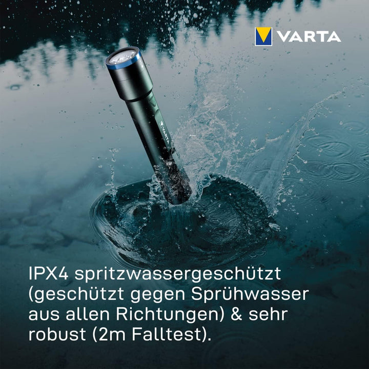 VARTA Taschenlampe LED aufladbar, Night Cutter F20R Leuchte, Lampe mit vier Leuchtmodi, inkl. Micro-