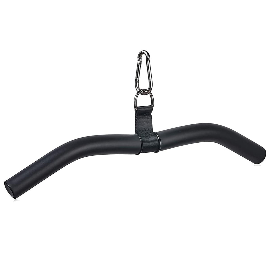 Latzugstange mit Drehgelenk, Bizeps Trizeps Stange 48 cm, Gebogene Fitness Griffe Latzug Schwarz, Zu