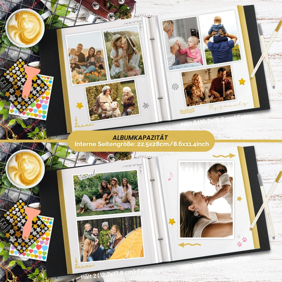 Lanpn Fotoalbum Selbstklebend Einkleben Scrapbook, Leinen Gross Weisse Seiten Fotobuch zum Selbstges